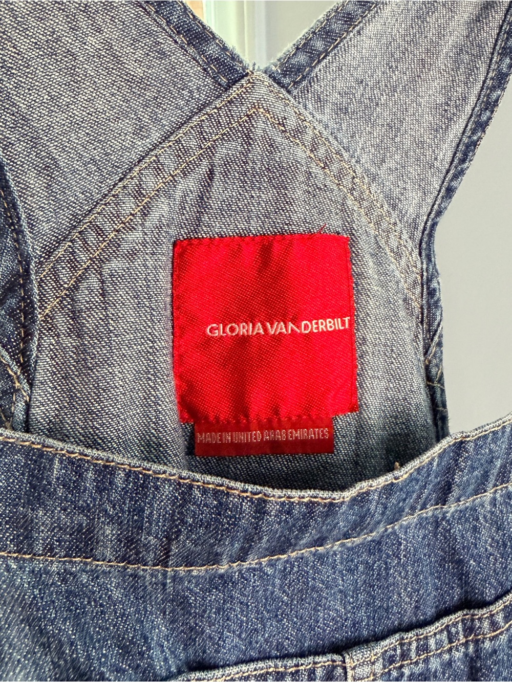 Custom Made Gloria Vanderbilt Denim Overalls with Red Label - Picture 3 of 3